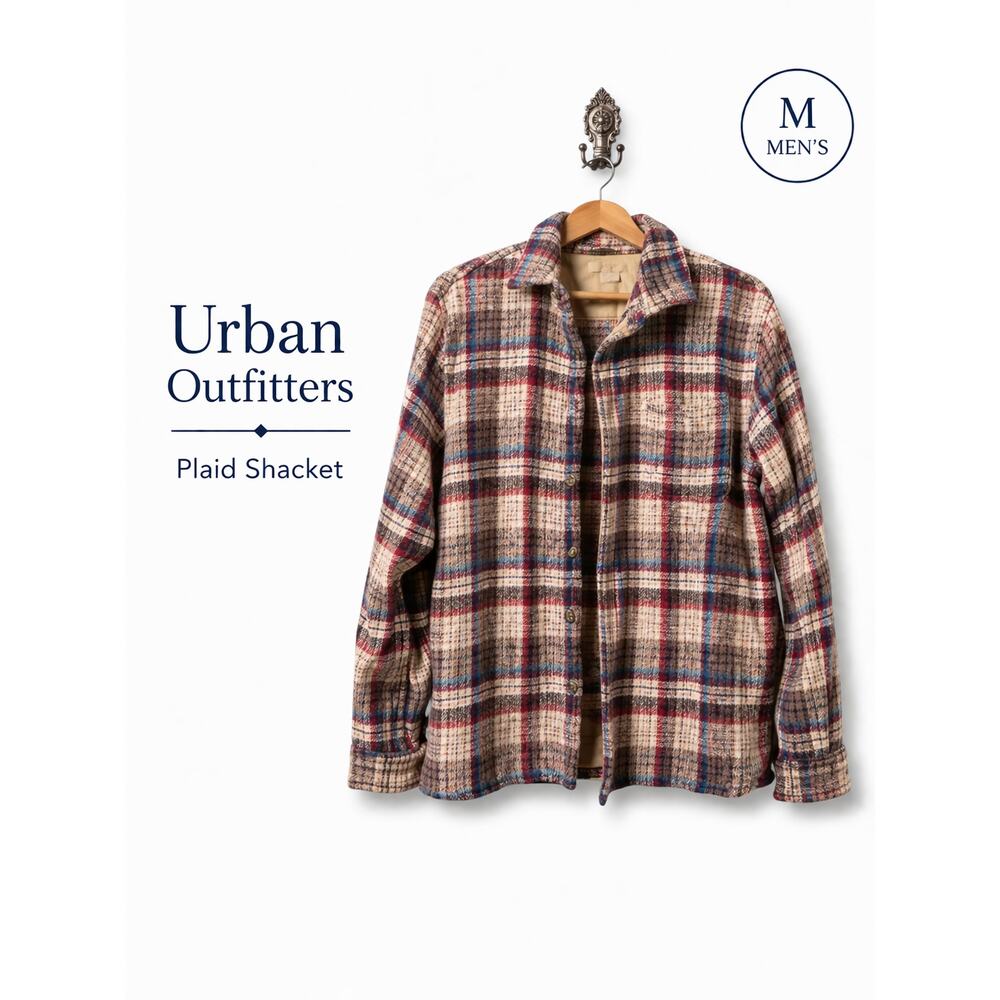 Urban Outfitters Plaid Shacket Mens Medium Cotton Twill Button Down